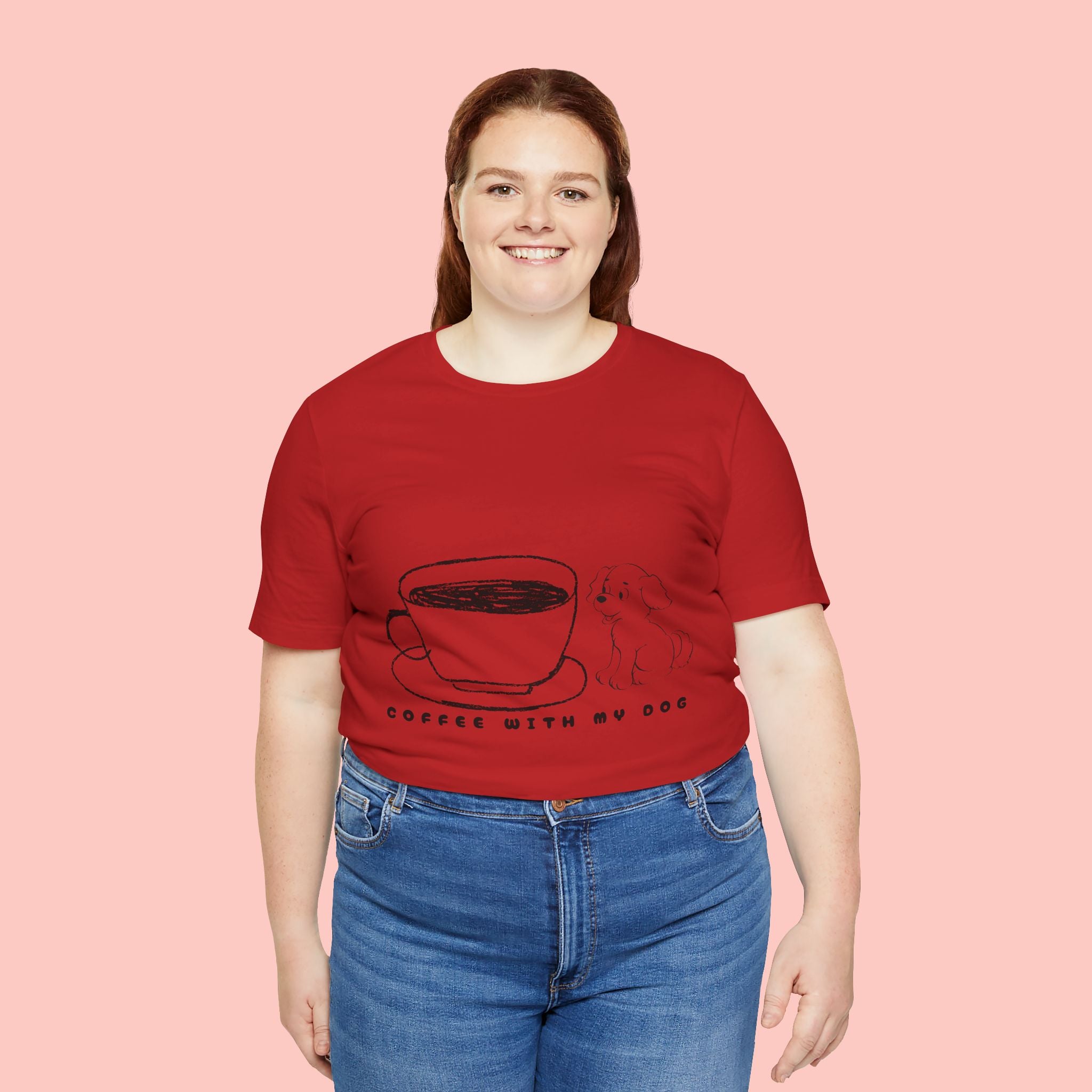 Coffee With My Dog T‑Shirt — Cute Minimalist Dog & Coffee Tee