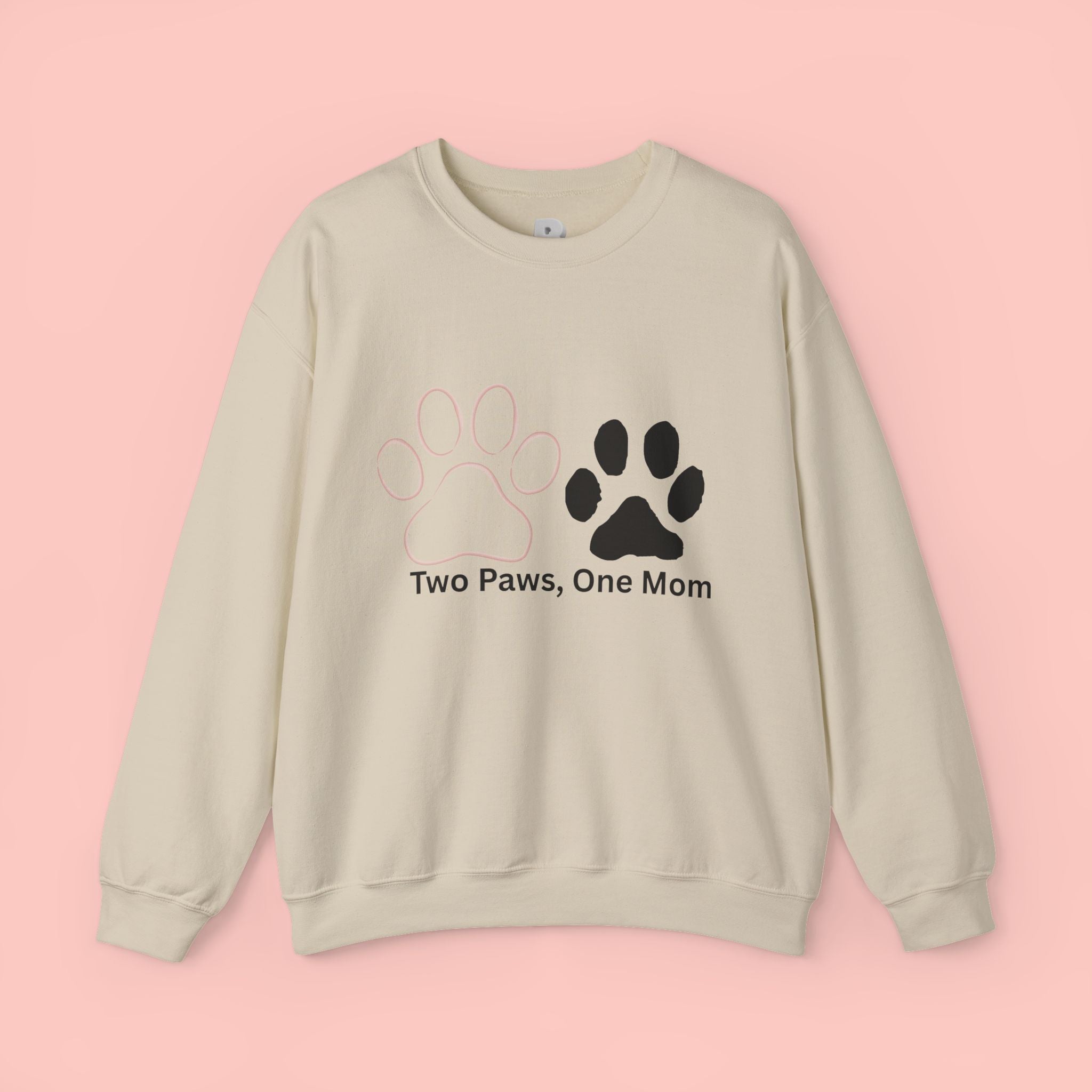 Crewneck Sweatshirt – "Two Paws, One Mom" Paw Print Mom Gift