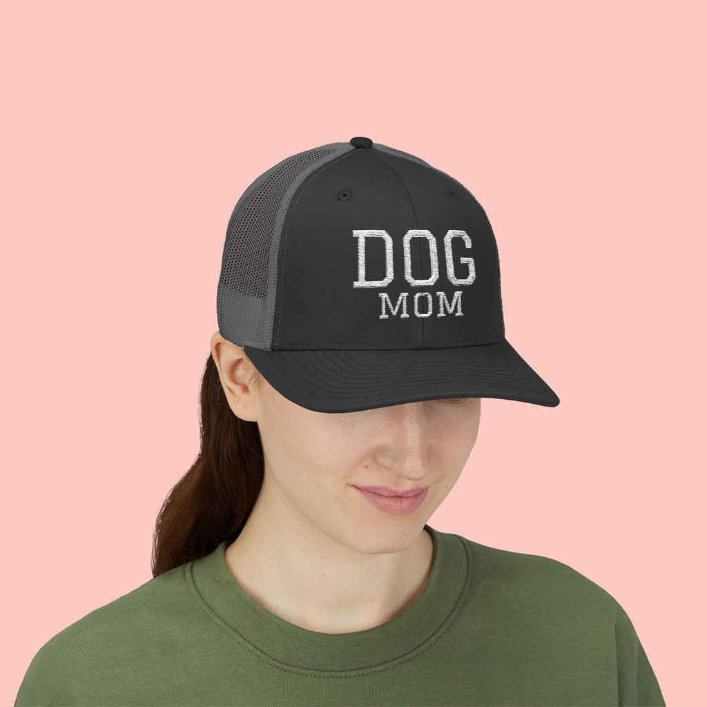 Dog Mom Trucker Cap — Rhinestone Lettering Snapback Hat