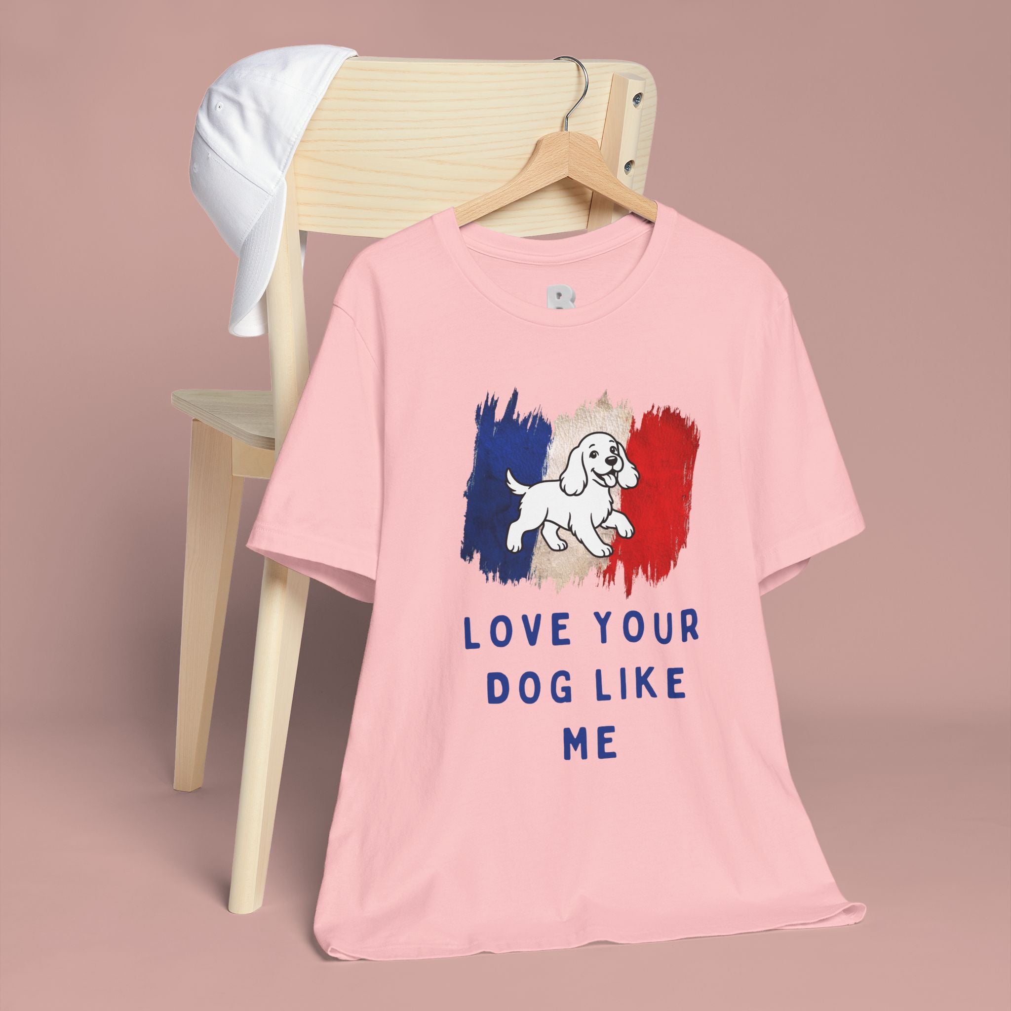 Love Your Dog Like Me T-Shirt — French Flag Heart Puppy Tee