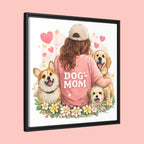 Dog Mom Canvas Print — Framed Matte Wall Art with Cute Dogs & Hearts