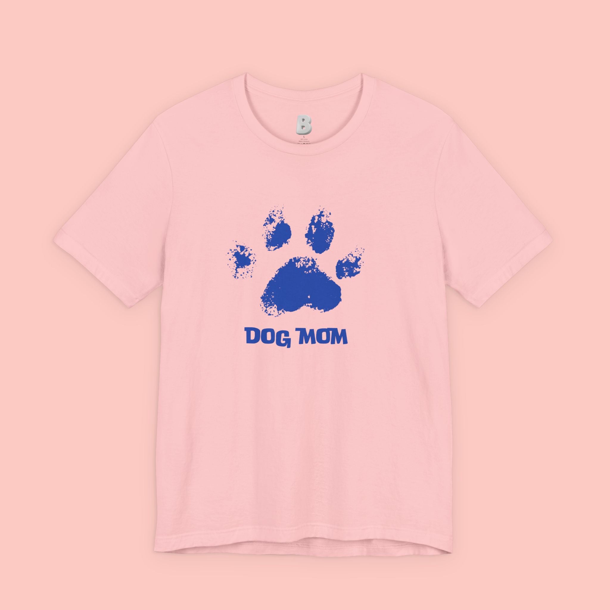 Dog Mom Paw Print T-Shirt — Distressed Blue Design