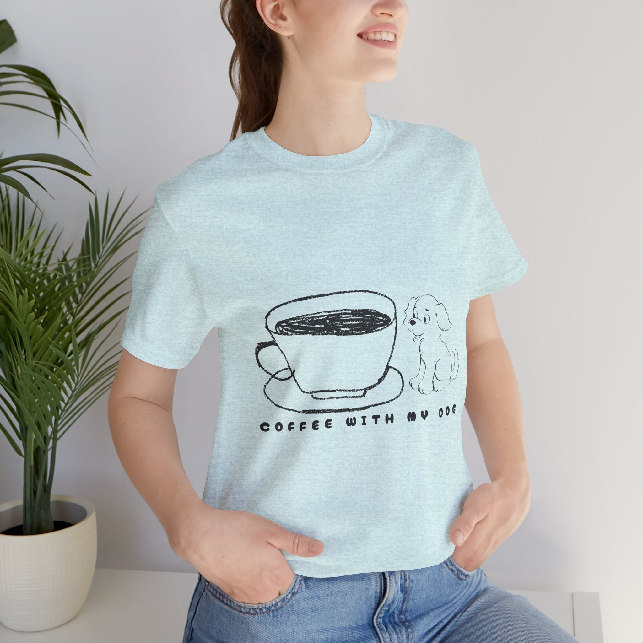Coffee With My Dog T‑Shirt — Cute Minimalist Dog & Coffee Tee
