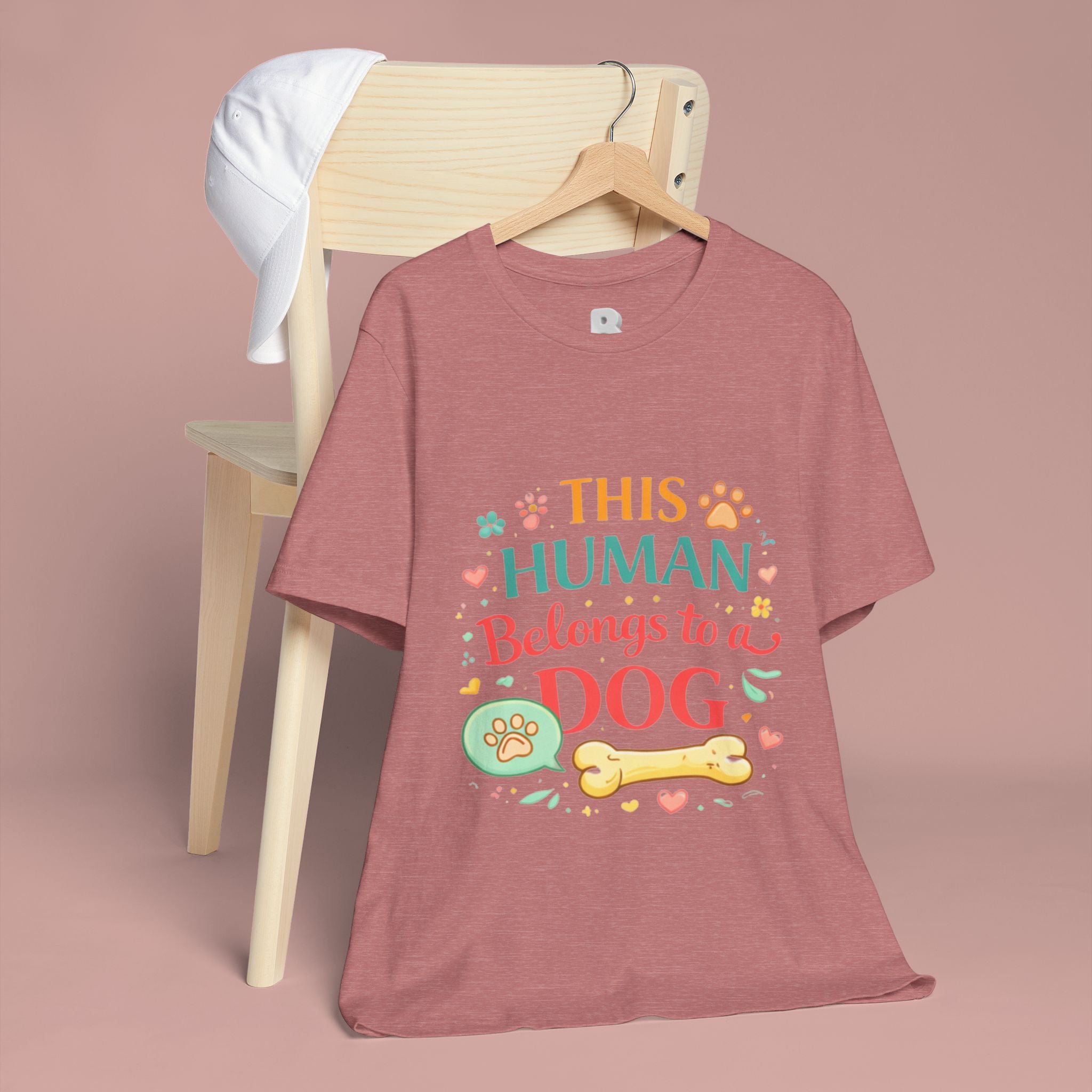 Dog Lover T-Shirt — "This Human Belongs to a Dog" Cute Paw Print Tee