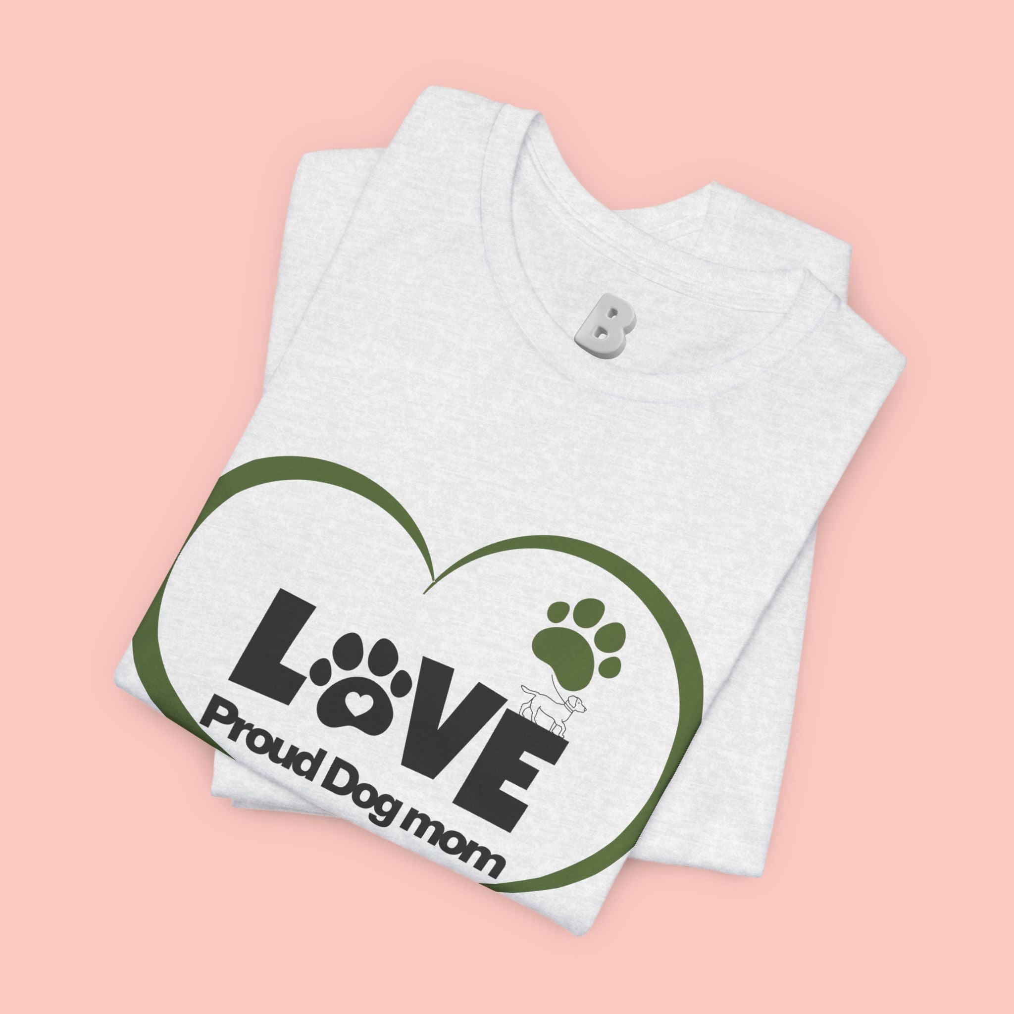 Dog Mom Love T-Shirt — "LOVE Proud Dog Mom" Heart Paw Tee