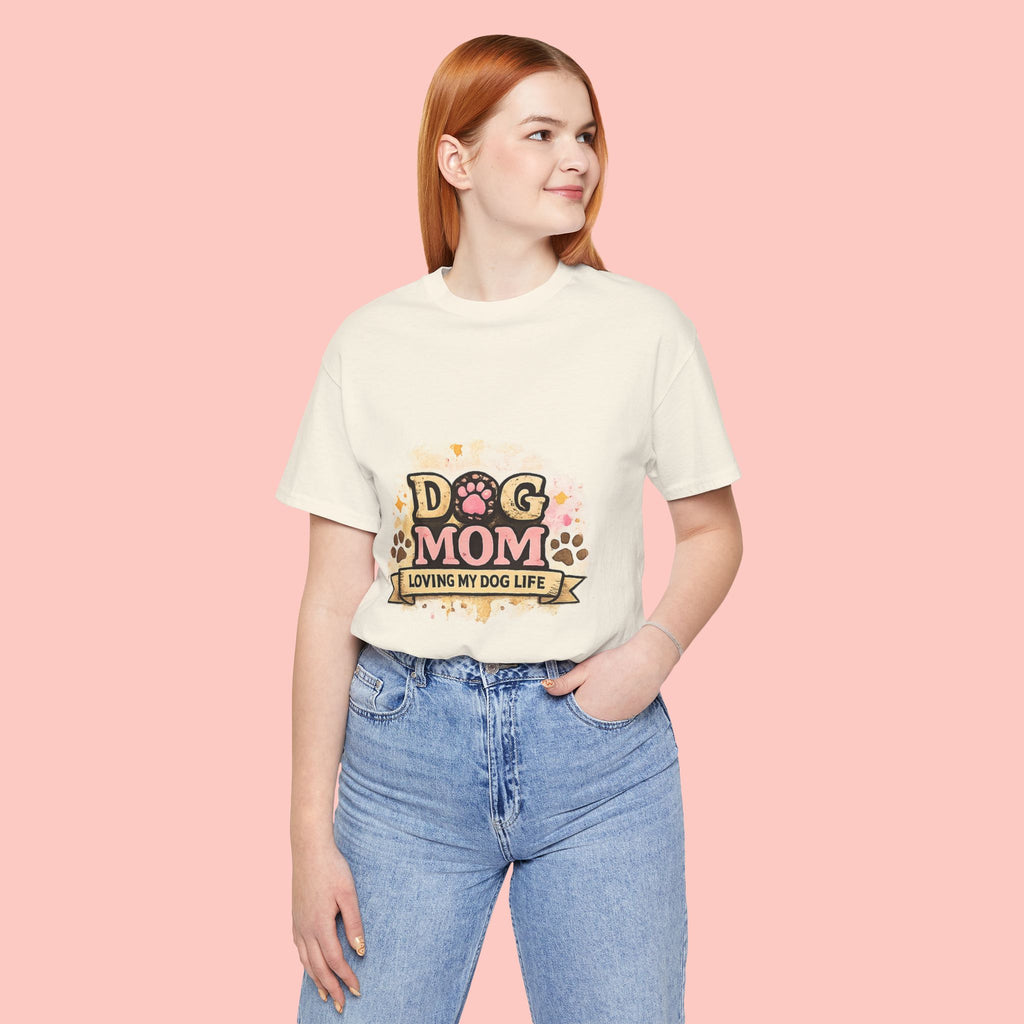 Dog Mom T-Shirt – "Loving My Dog Life" Cute Paw Print Tee for Pet Moms
