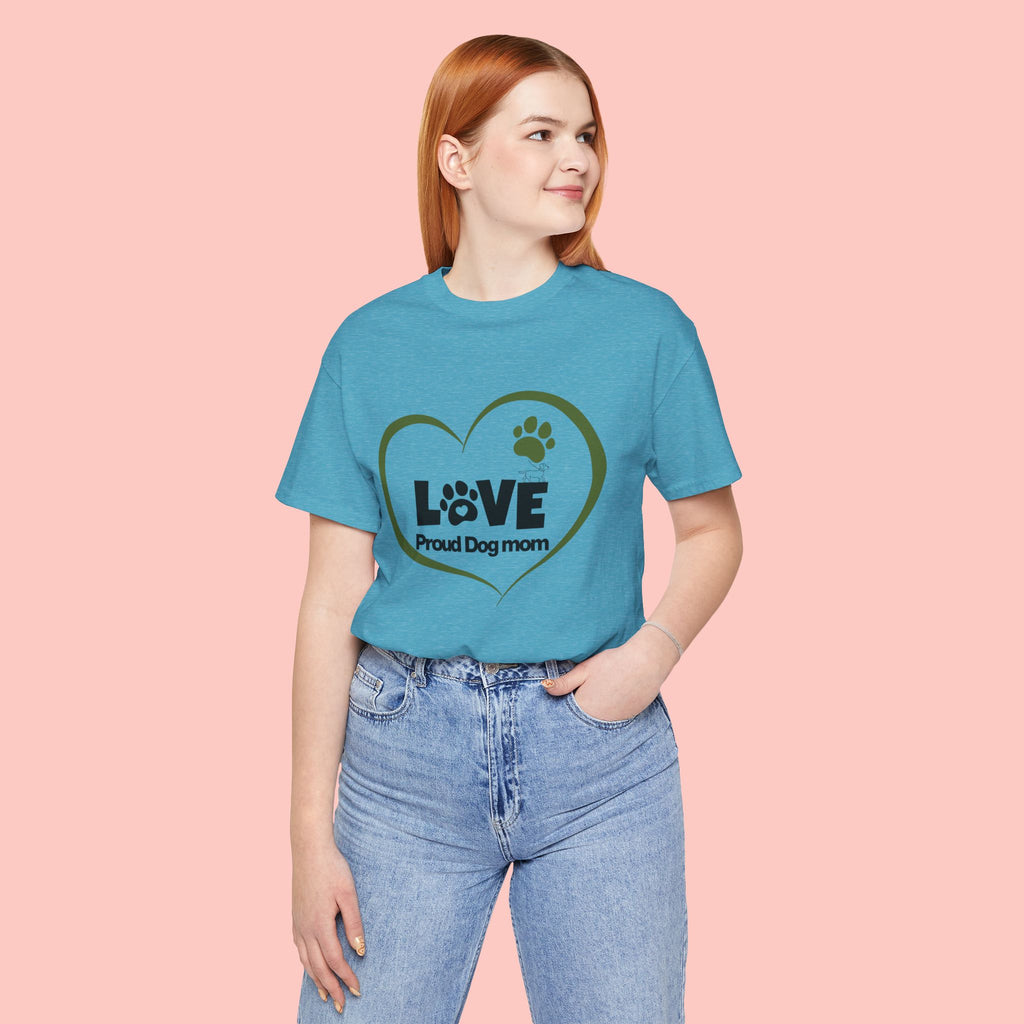 Dog Mom Love T-Shirt — "LOVE Proud Dog Mom" Heart Paw Tee