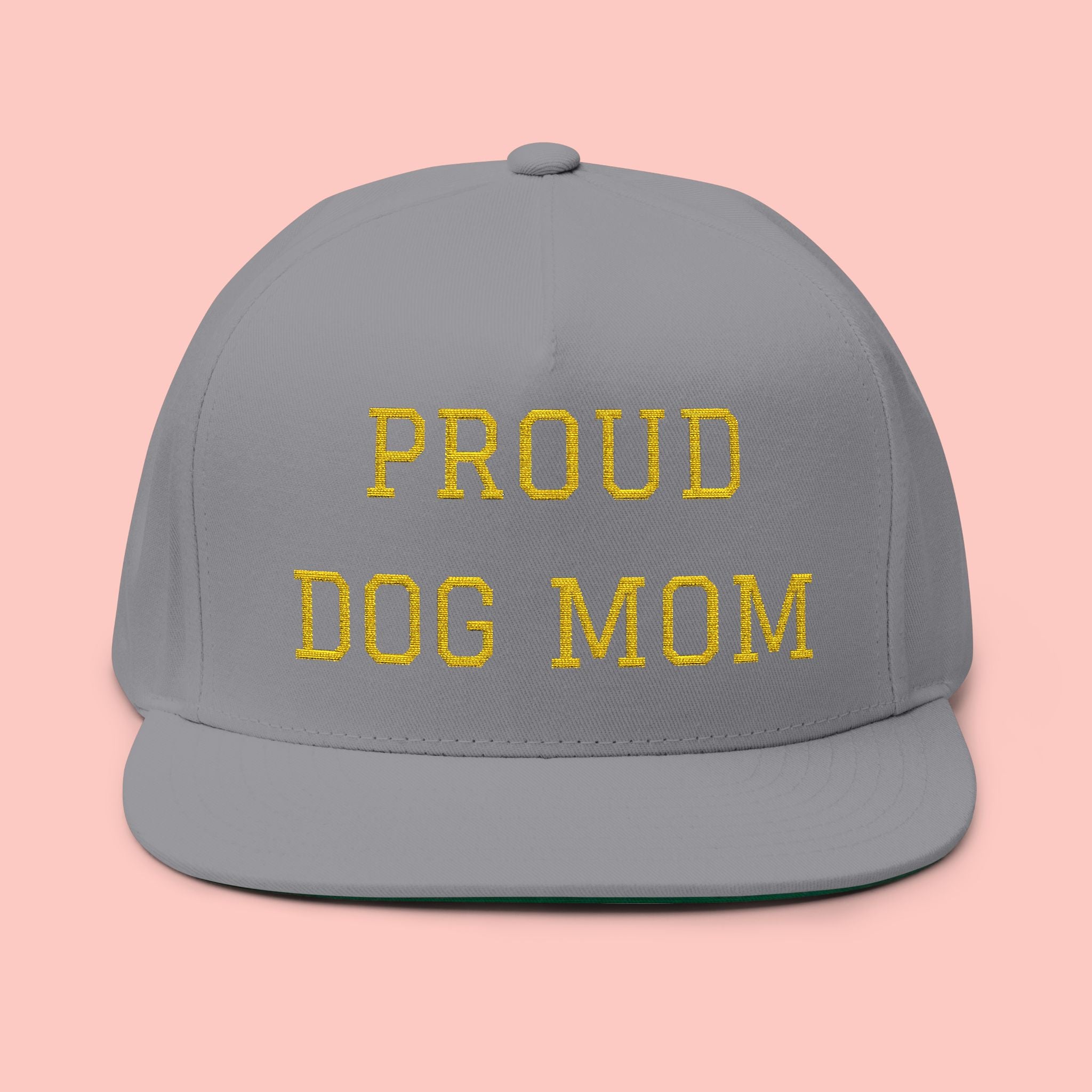 Flat Bill Cap — "Proud Dog Mom" Embroidered Trucker Hat
