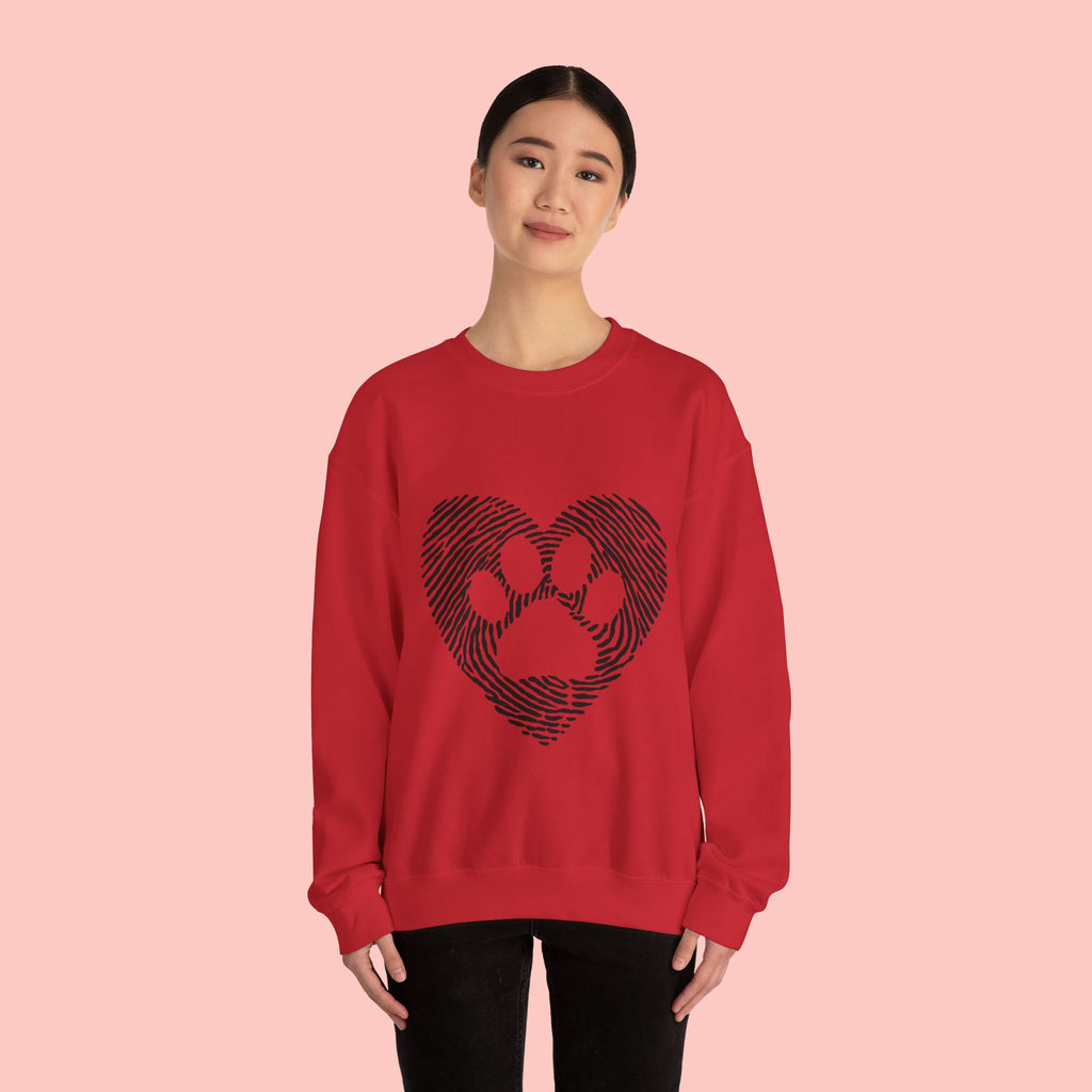 Fingerprint Heart Crewneck Sweatshirt — Panda Paw Love Graphic