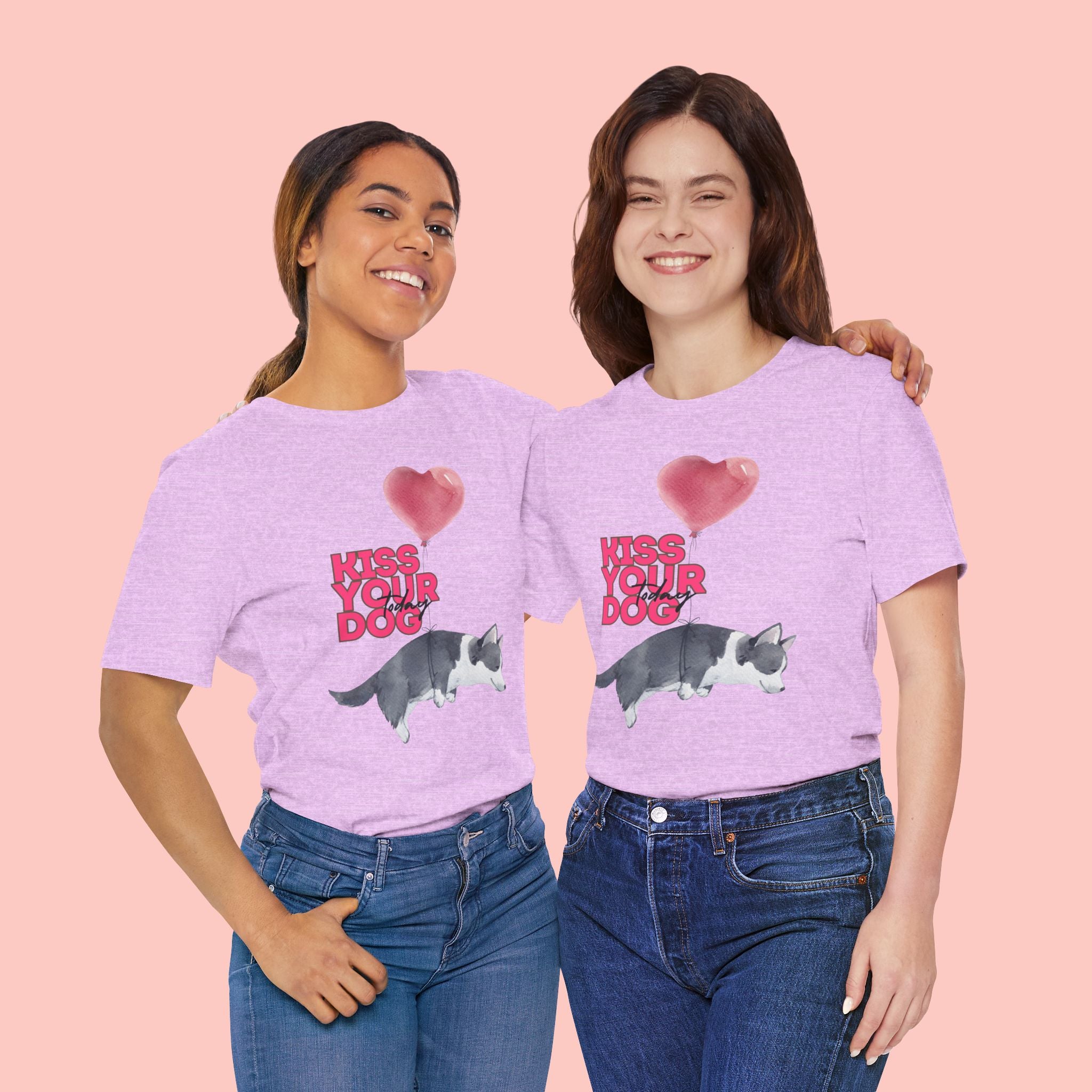 Kiss Your Dog T-Shirt — Cute Corgi with Heart Balloon Pet Lover Tee