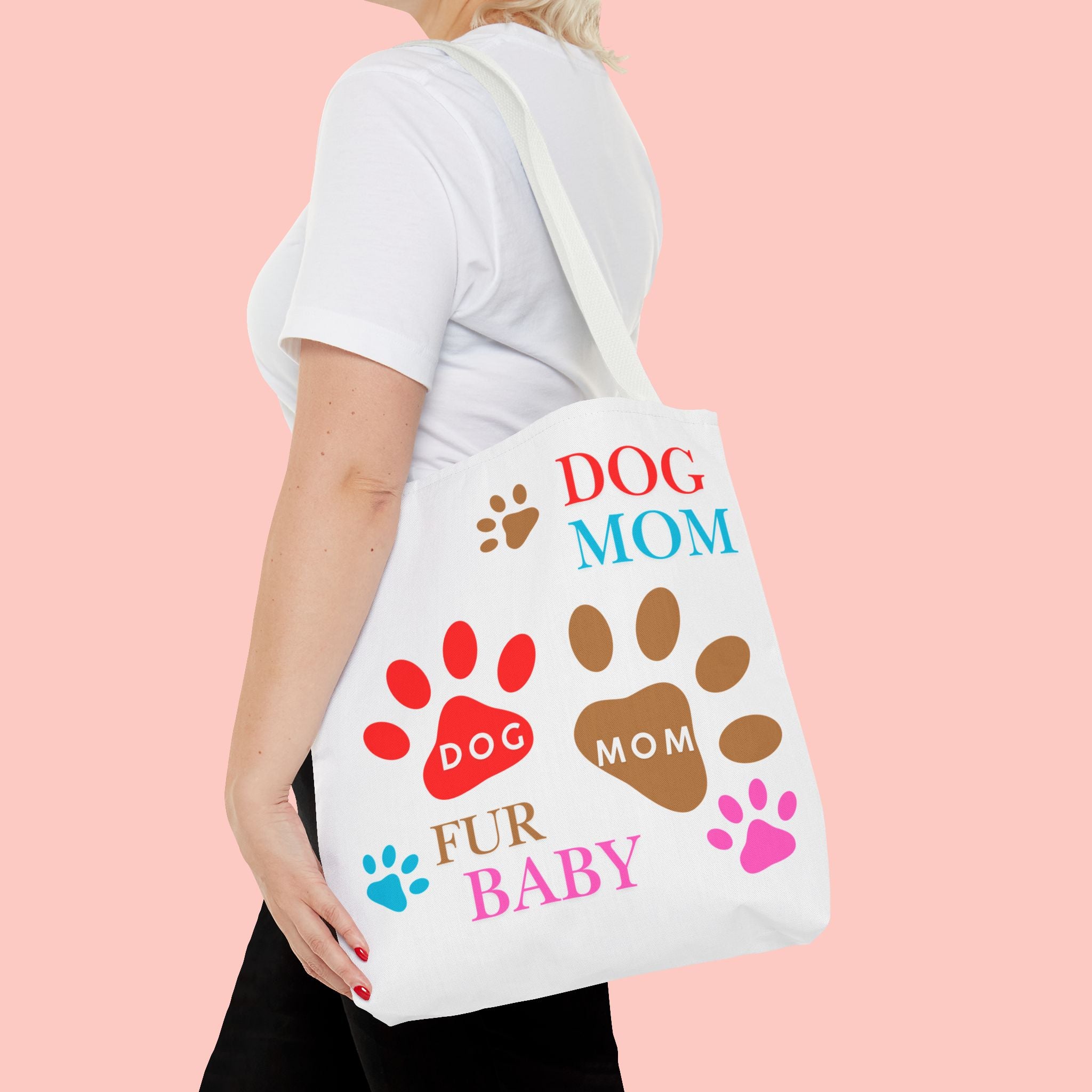 Dog Mom Tote Bag – "Fur Baby" Paw Print AOP Tote