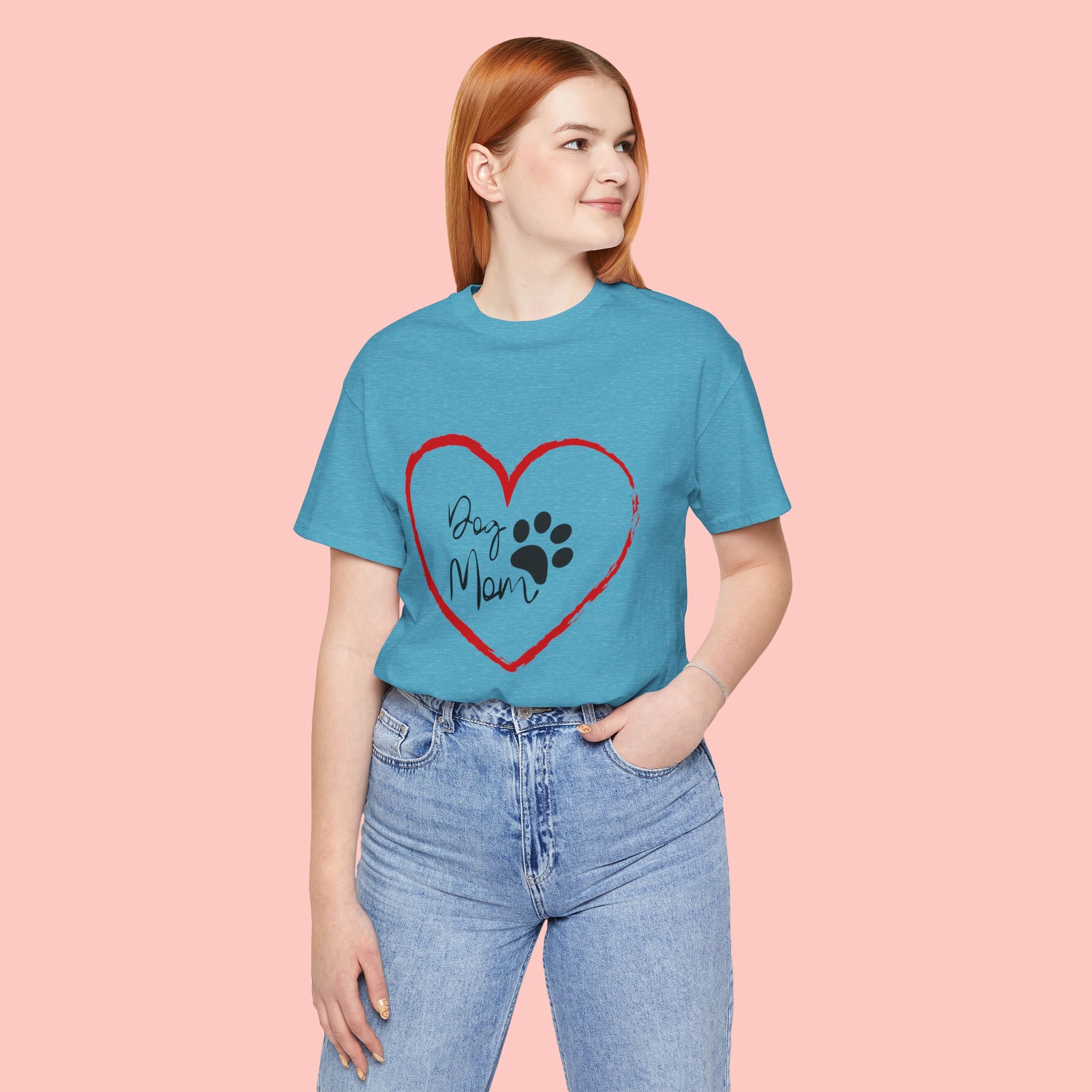 Dog Mom Heart Paw T‑Shirt