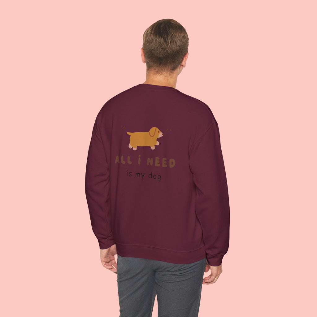 All I Need Is My Dog Sweatshirt — Cute Dachshund Crewneck for Dog Lovers