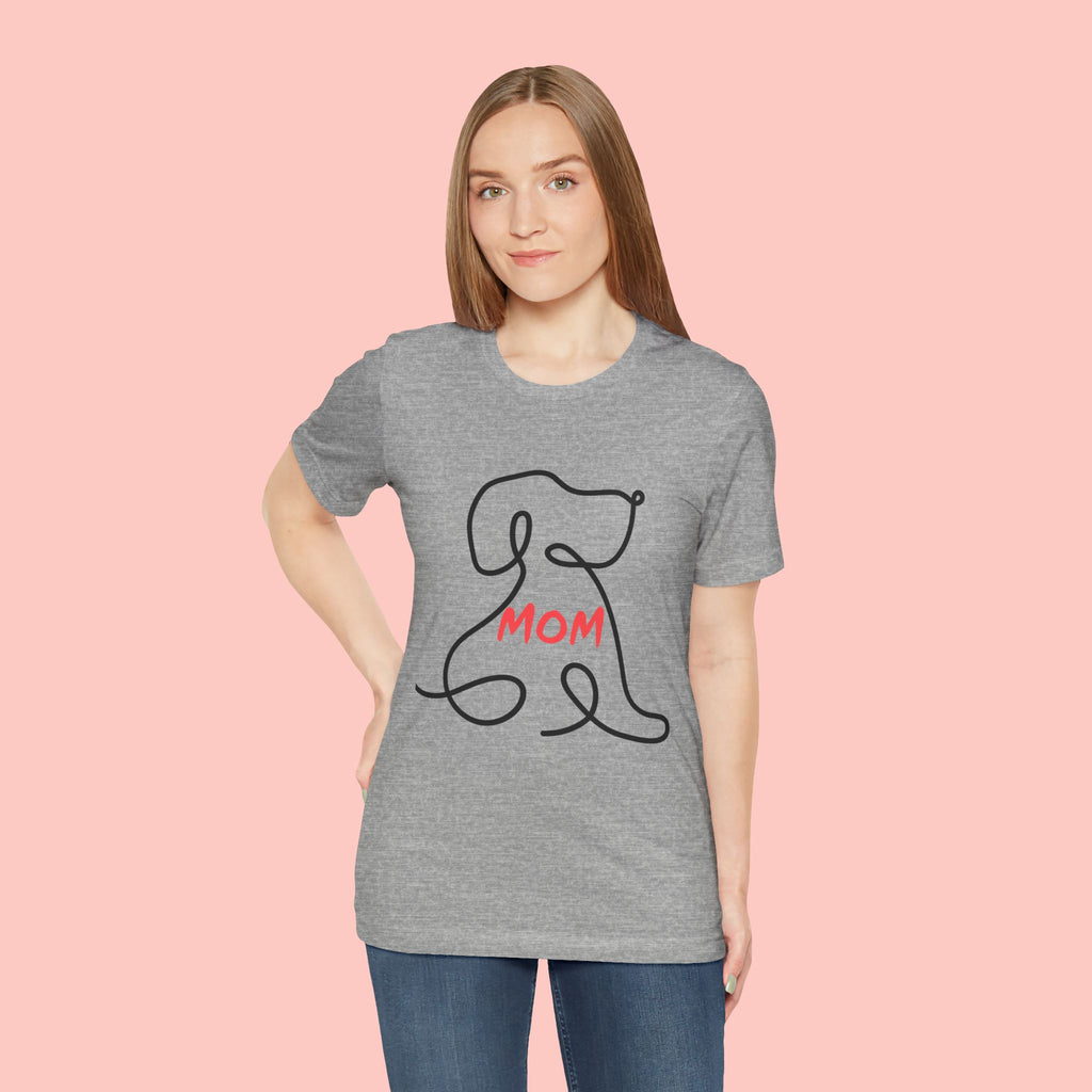Mom Dog T-Shirt — Minimal Line Art Puppy Tee for Dog Moms, Mother's Day Gift