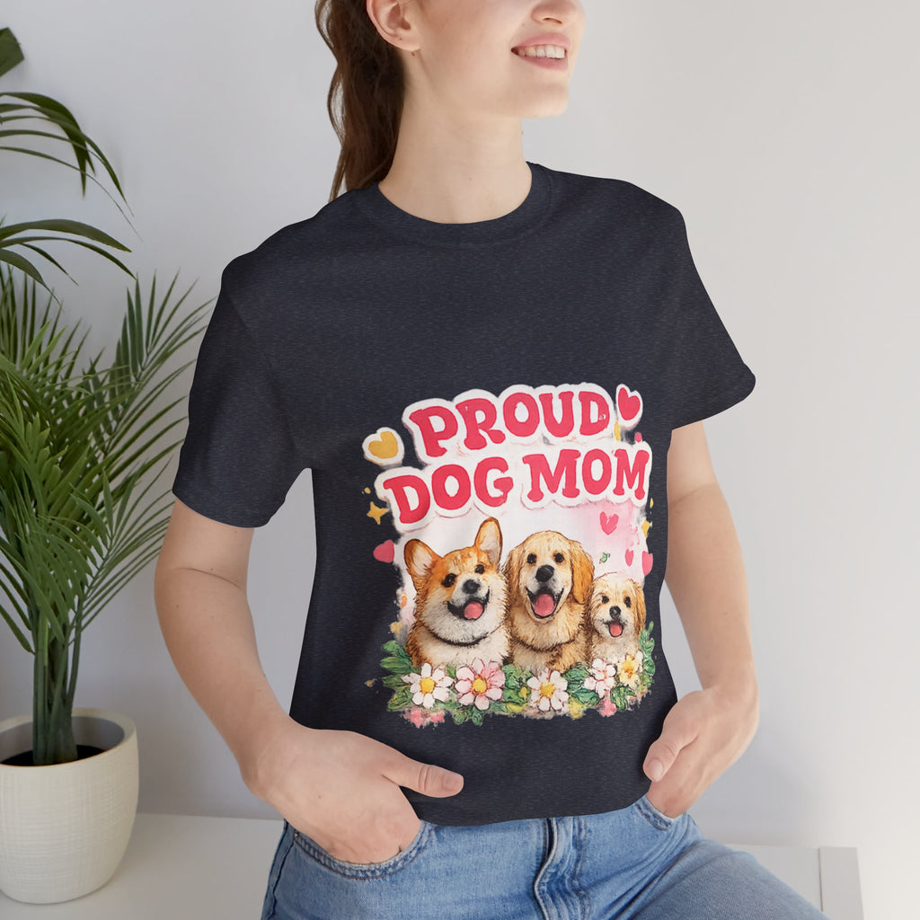 Proud Dog Mom T-Shirt — Cute Corgi & Golden Retriever Floral Tee for Pet Lovers