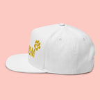 Dog Mom Embroidered Flat Bill Cap — Paw Print Snapback Hat