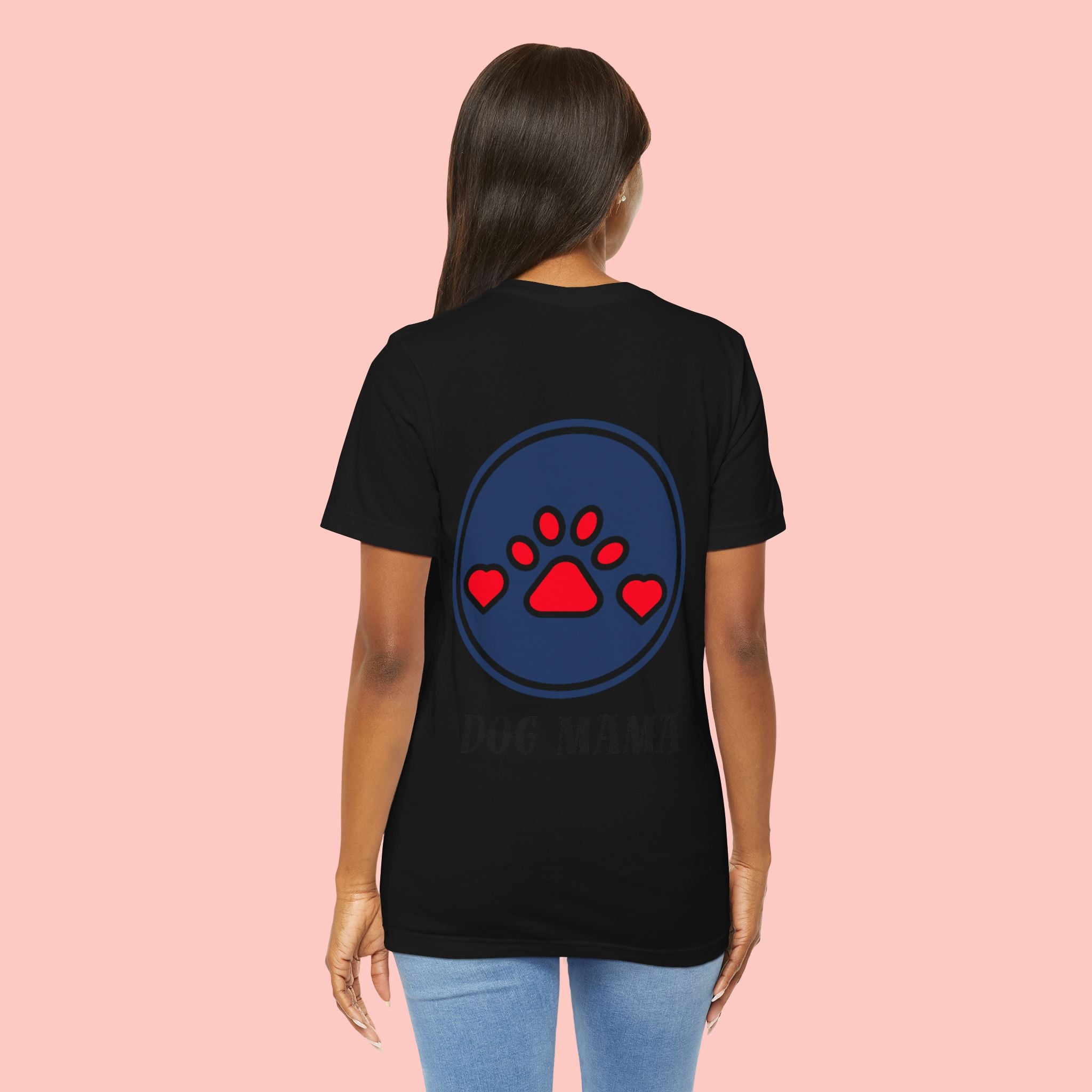 Dog Mama Tee - Paw Print Heart Graphic Short Sleeve Shirt