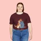 Dog Mom T‑Shirt — Cute Woman Hugging Dog Graphic Tee