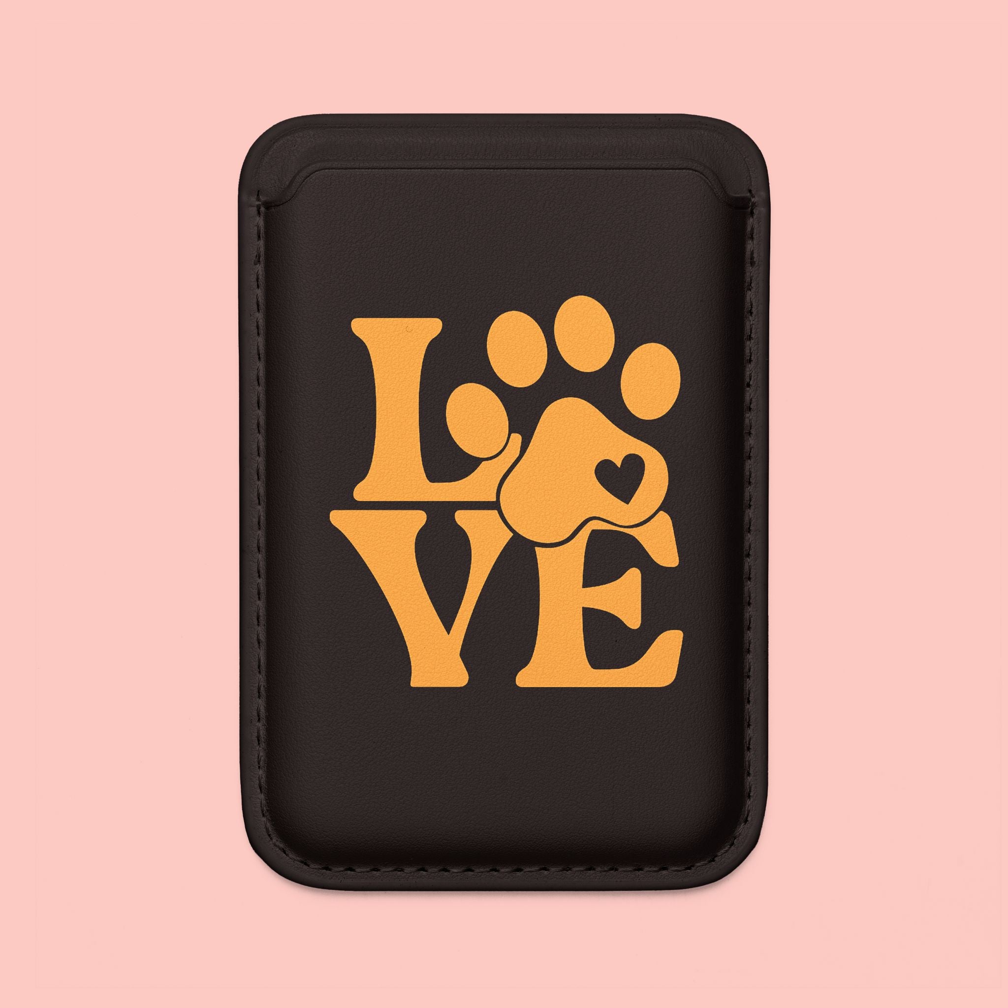 Magsafe Vegan Wallet — 'LOVE' Paw Design Card Holder for Pet Lovers