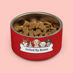 United By Bones 18oz Pet Bowl — Cute Cartoon Dogs Stainless Steel Bowl for Dogs & Cats