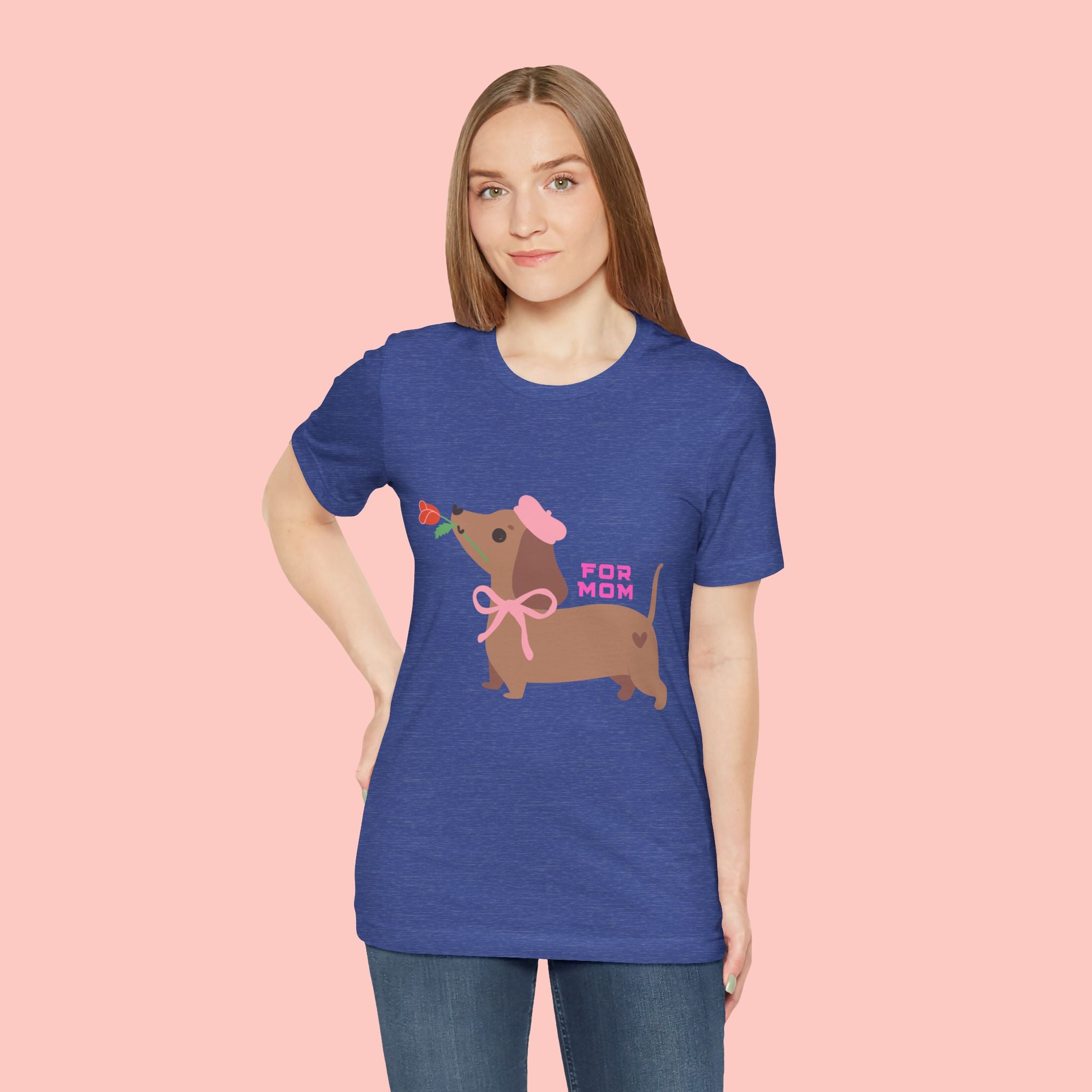 Mommy’s Dachshund Tee – Cute Dog with Rose “For Mom” Shirt