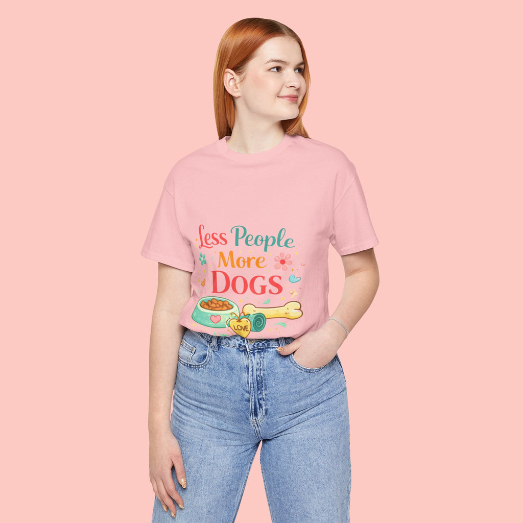 Less People More Dogs T-Shirt – Cute Dog Bowl & Bone Graphic Tee