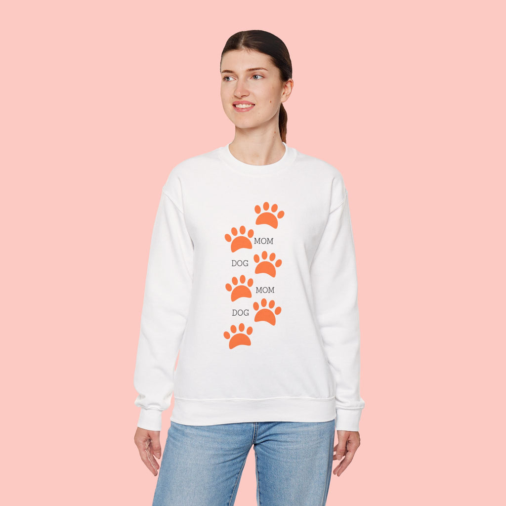 Dog Mom Paw Print Sweatshirt — Cute Pet Lover Crewneck