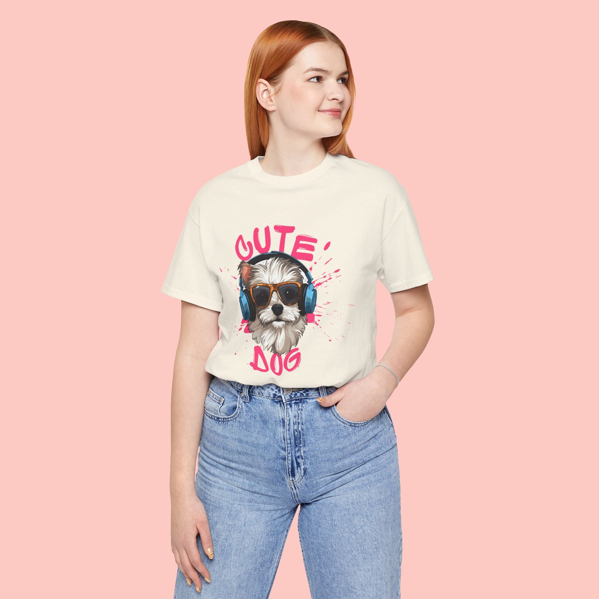 Cute Dog Tee — Headphones Puppy Graphic T-Shirt