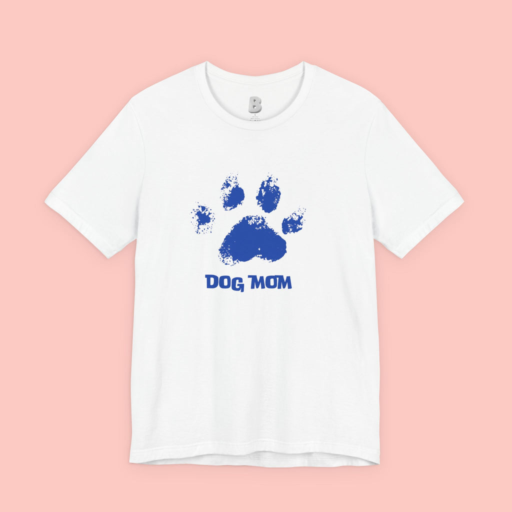 Dog Mom Paw Print T-Shirt — Distressed Blue Design