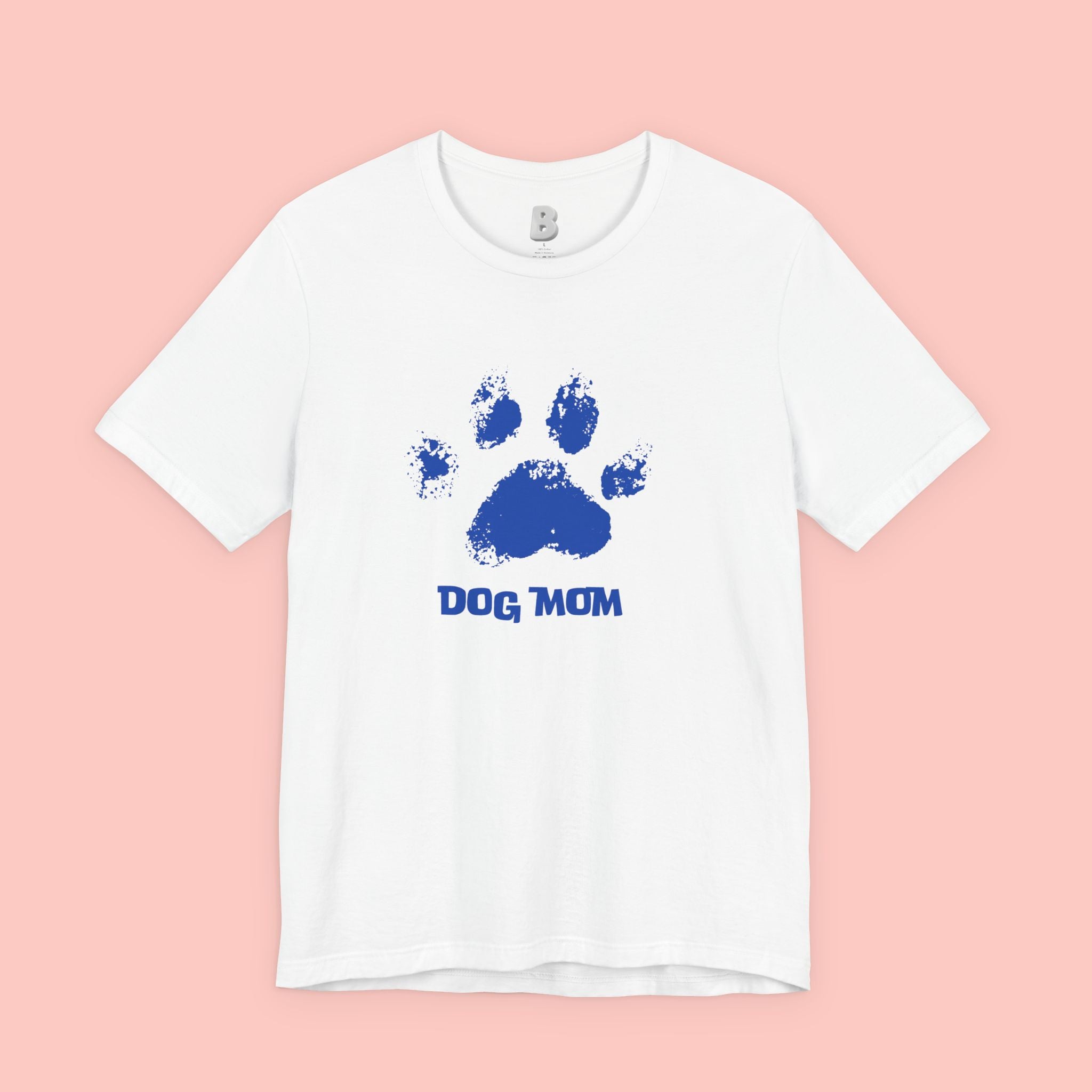 Dog Mom Paw Print T-Shirt — Distressed Blue Design