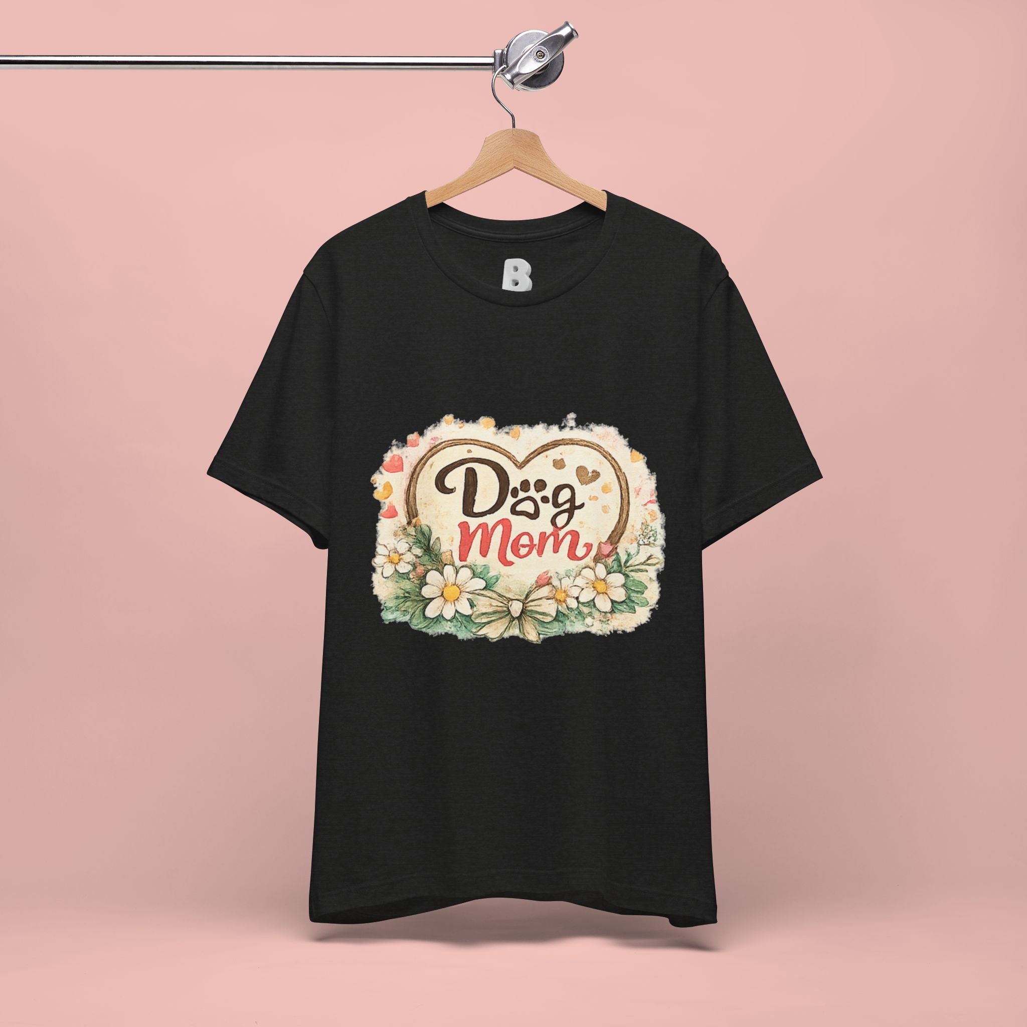 Dog Mom T-Shirt – Floral Heart Paw Design