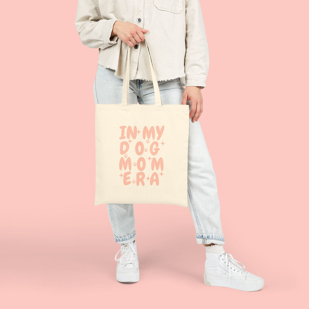 Tote Bag — "In My Dog Mom Era" Cute Pink Dog Mom Canvas Tote