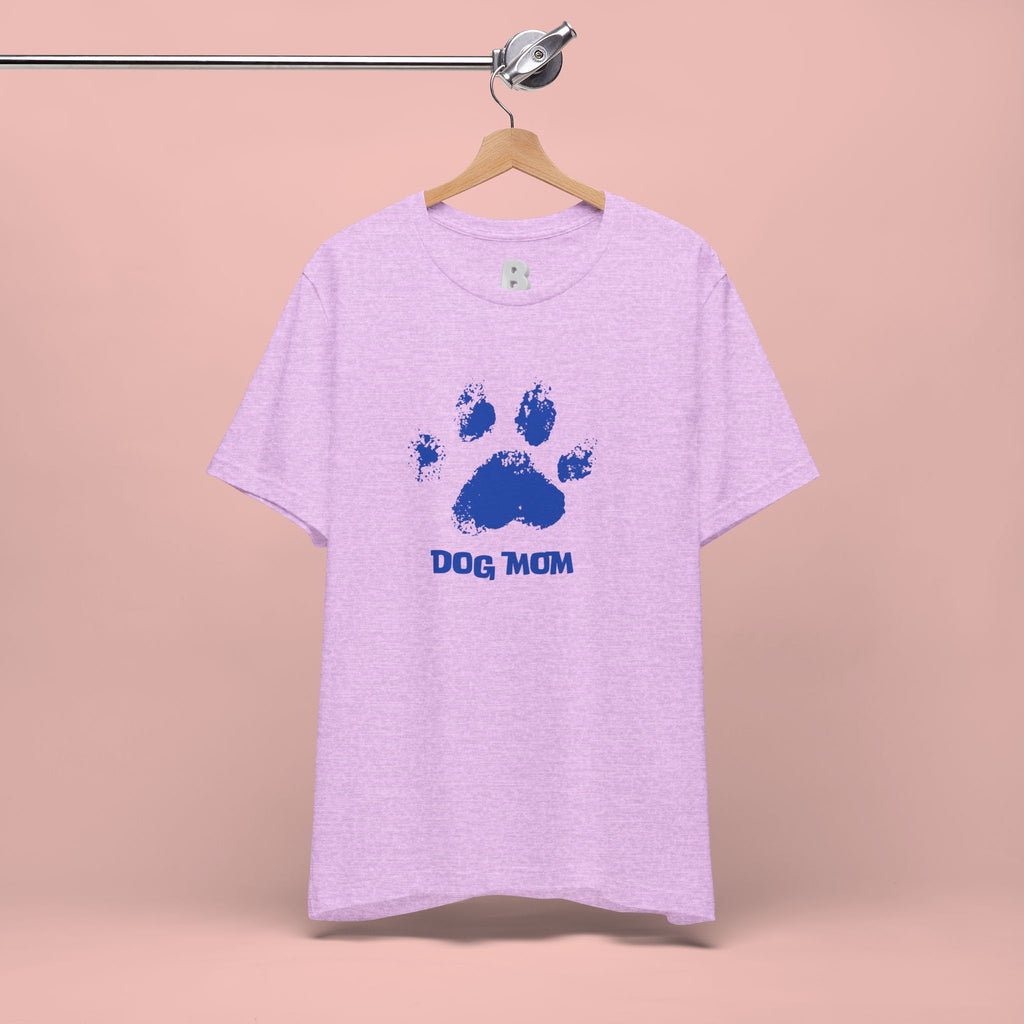 Dog Mom Paw Print T-Shirt — Distressed Blue Design