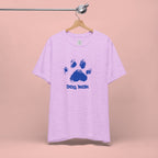 Dog Mom Paw Print T-Shirt — Distressed Blue Design