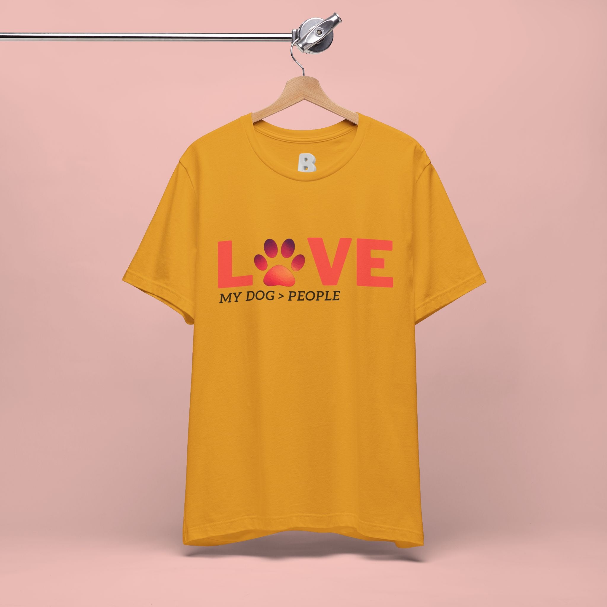 Dog Lover Tee - "LOVE My Dog > People" Paw Print Graphic T-Shirt