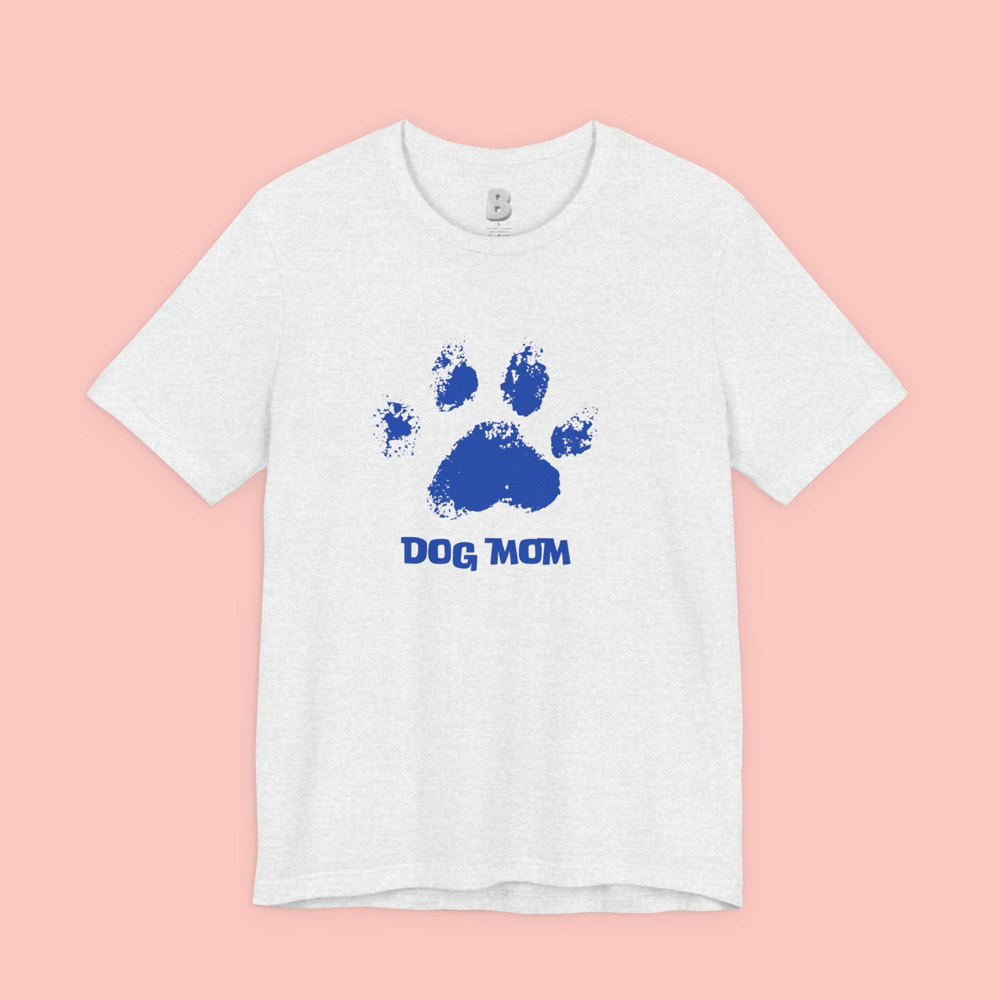 Dog Mom Paw Print T-Shirt — Distressed Blue Design