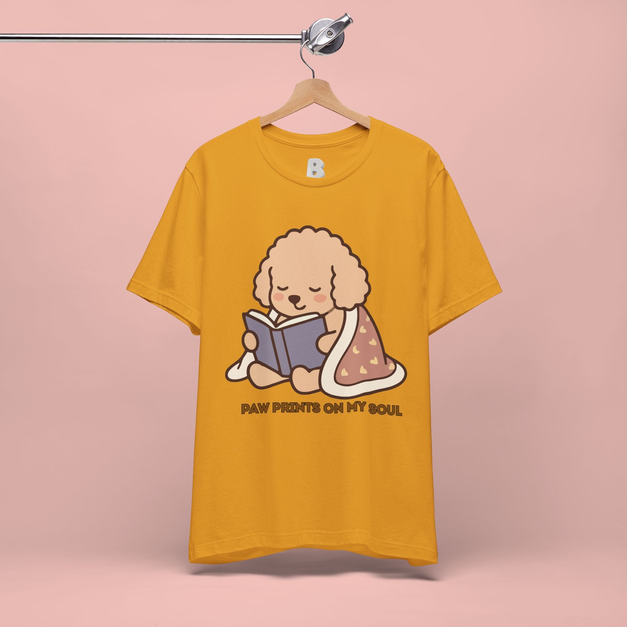 Paw Prints On My Soul T‑Shirt — Cute Reading Puppy Graphic Tee