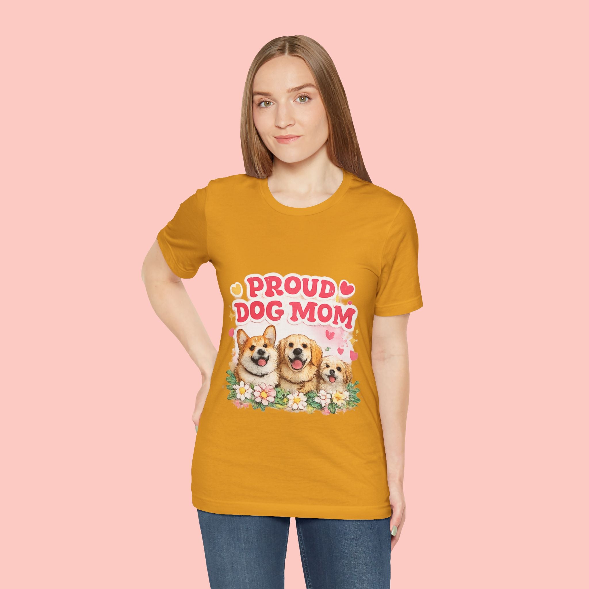 Proud Dog Mom T-Shirt — Cute Corgi & Golden Retriever Floral Tee for Pet Lovers