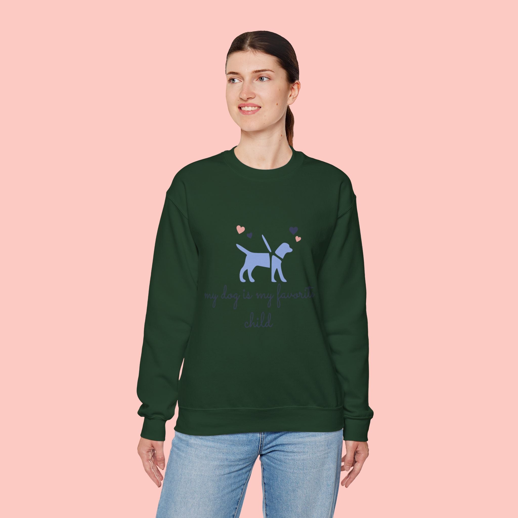 Dog Lover Crewneck Sweatshirt - "My Dog Is My Favorite Child" Graphic