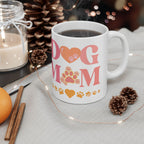 Dog Mom Ceramic Mug — Paw Print Heart Coffee Cup (11oz & 15oz)