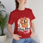 Dog Mom T-Shirt – Cute Golden Retriever Design with Hearts & Paw Prints