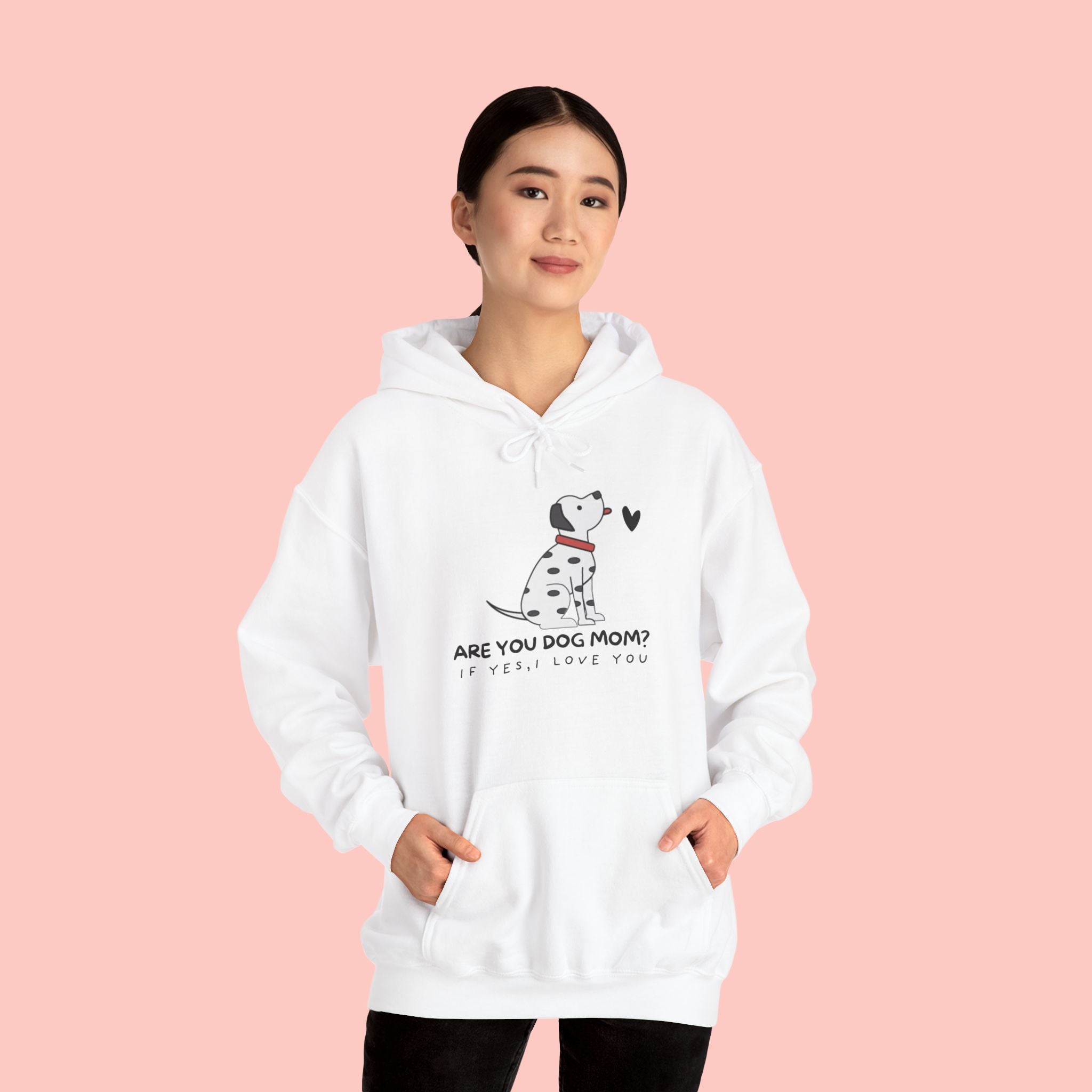Dog Mom Hoodie — 'Are You Dog Mom?' Cute Dalmatian Graphic Pullover