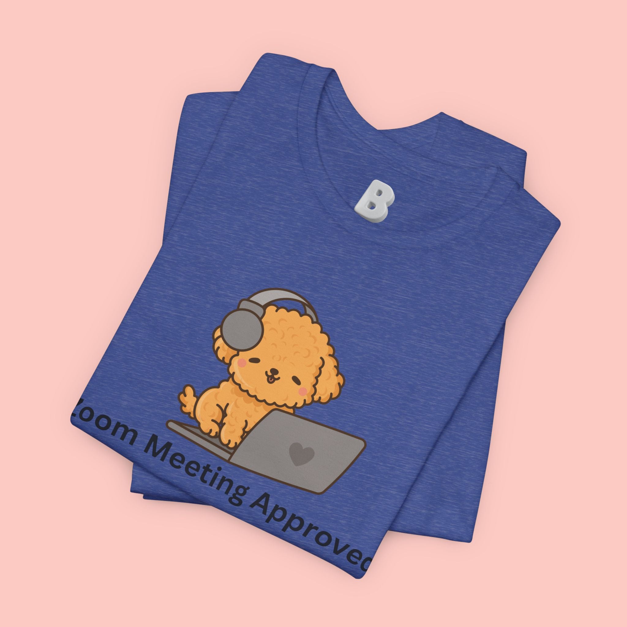 Zoom Meeting Approved Tee — Cute Puppy with Headset Laptop Graphic