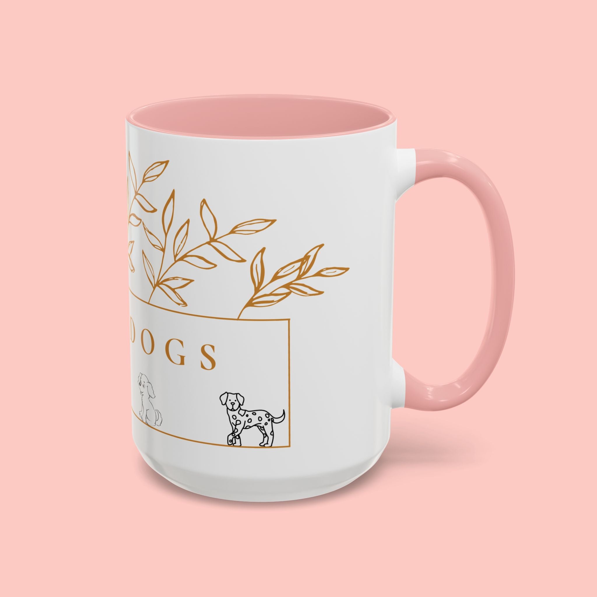 I Love Dogs Accent Coffee Mug — Gold Leaf Dog Lover Ceramic Mug (11oz & 15oz)