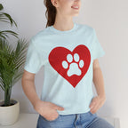 Pet Lover T-Shirt — Red Heart Paw Print Tee