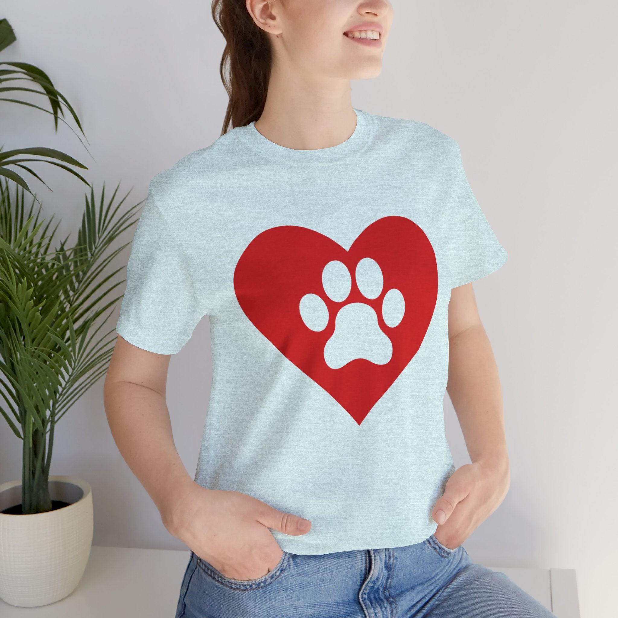 Pet Lover T-Shirt — Red Heart Paw Print Tee