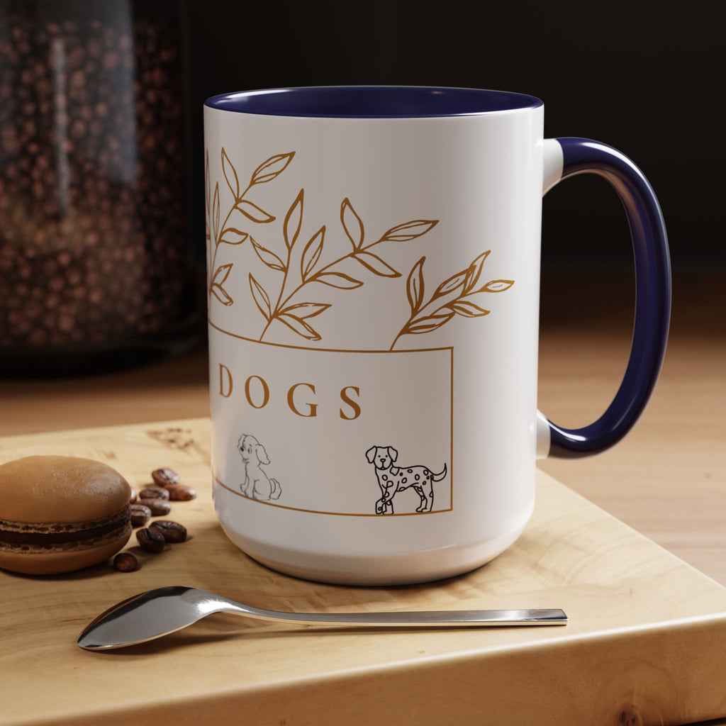 I Love Dogs Accent Coffee Mug — Gold Leaf Dog Lover Ceramic Mug (11oz & 15oz)