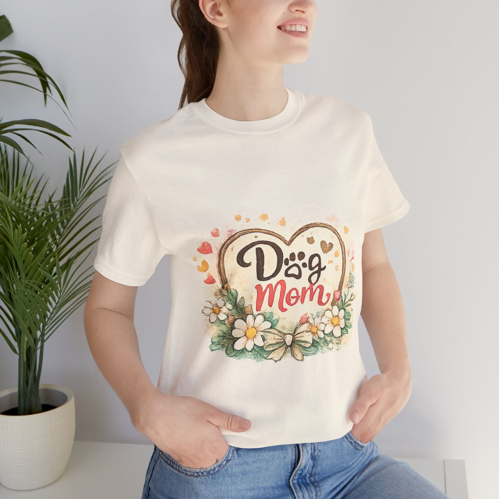 Dog Mom T-Shirt – Floral Paw Heart Graphic Tee