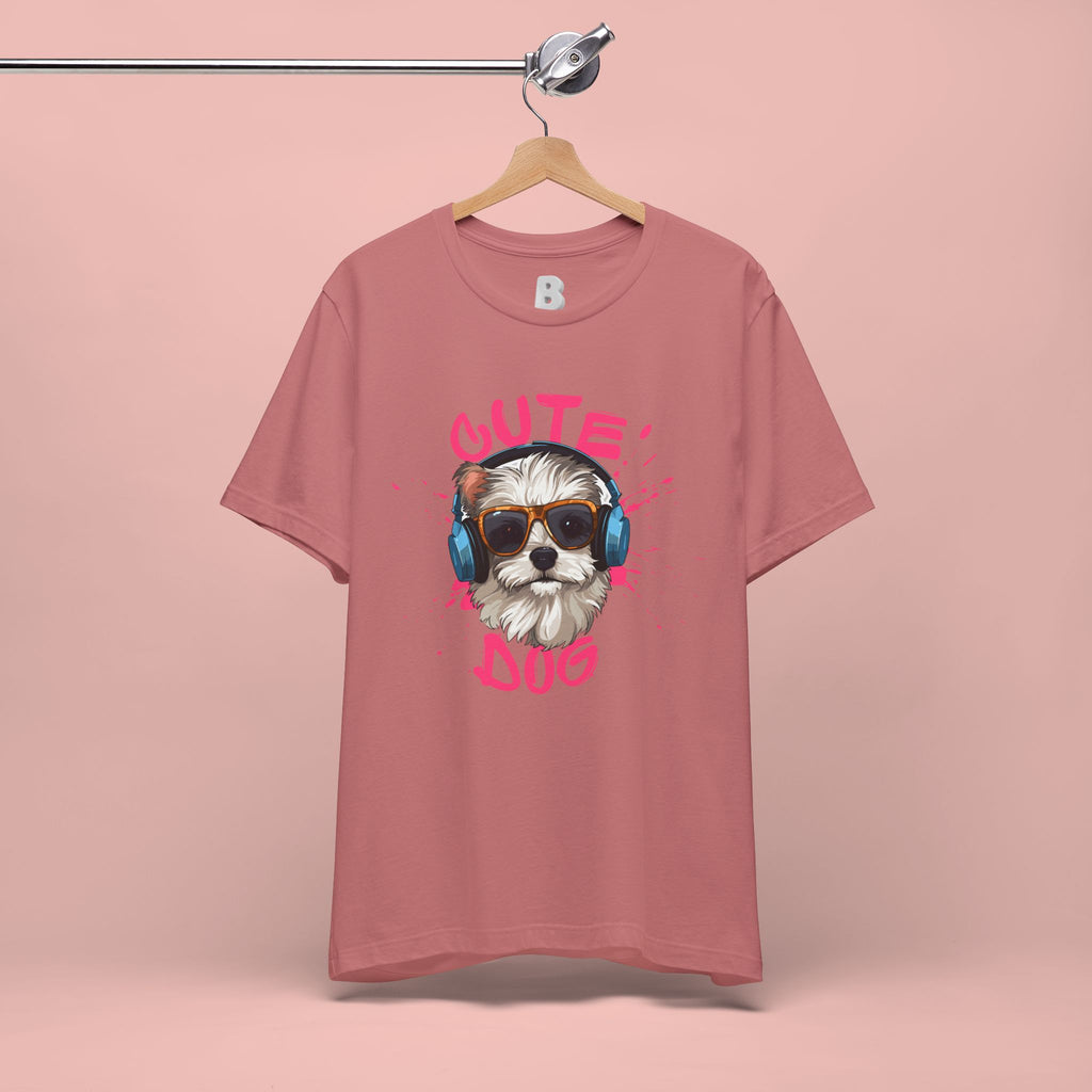 Cute Dog Tee — Headphones Puppy Graphic T-Shirt