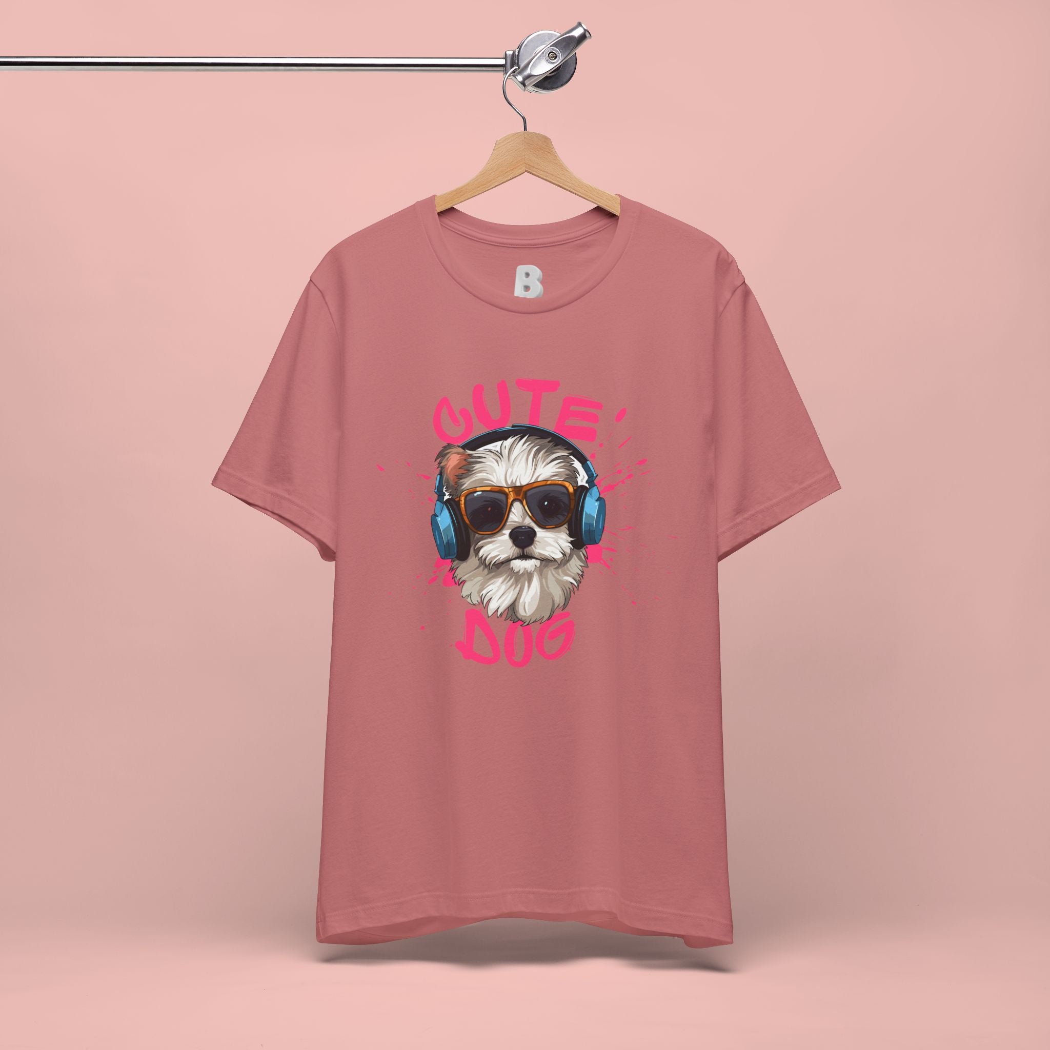 Cute Dog Tee — Headphones Puppy Graphic T-Shirt